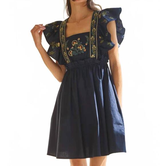 ODDI Dresses & Skirts - NEW ODDI bloom poplin mini dress in navy midnight